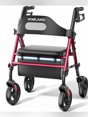 Red Folding Rollator Walker, NEW!